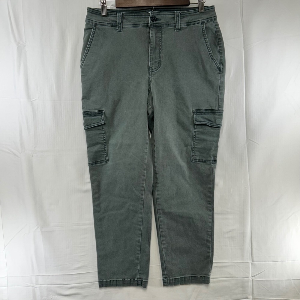 Wonderly Utility Cargo Pants Womens 10 Olive Green Straight Leg Stretch Cotton